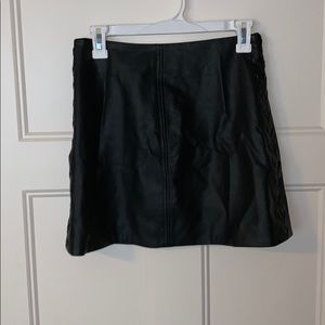 Black Pleather tie up mini skirt